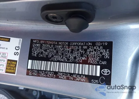 2020 Toyota Corolla Le из США, поврежденный, VIN JTDEPRAE5LJ011574